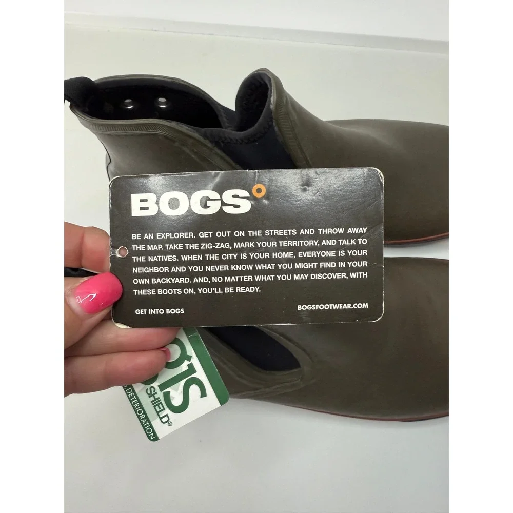 Bogs Hawthorne Mens Waterproof Rubber Chelsea Rain Boots Green 52412 Size 13 New